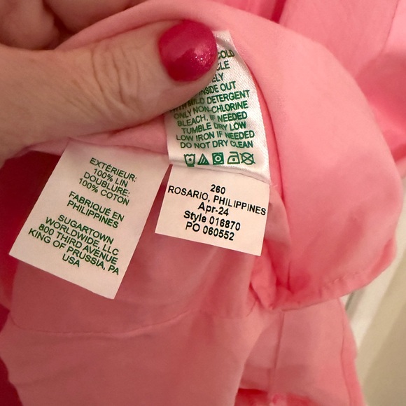 Size 14 Lilly Pulitzer Pink Linen Calina Floral Fit & Flare Midi Dress, NWT - Picture 10 of 11